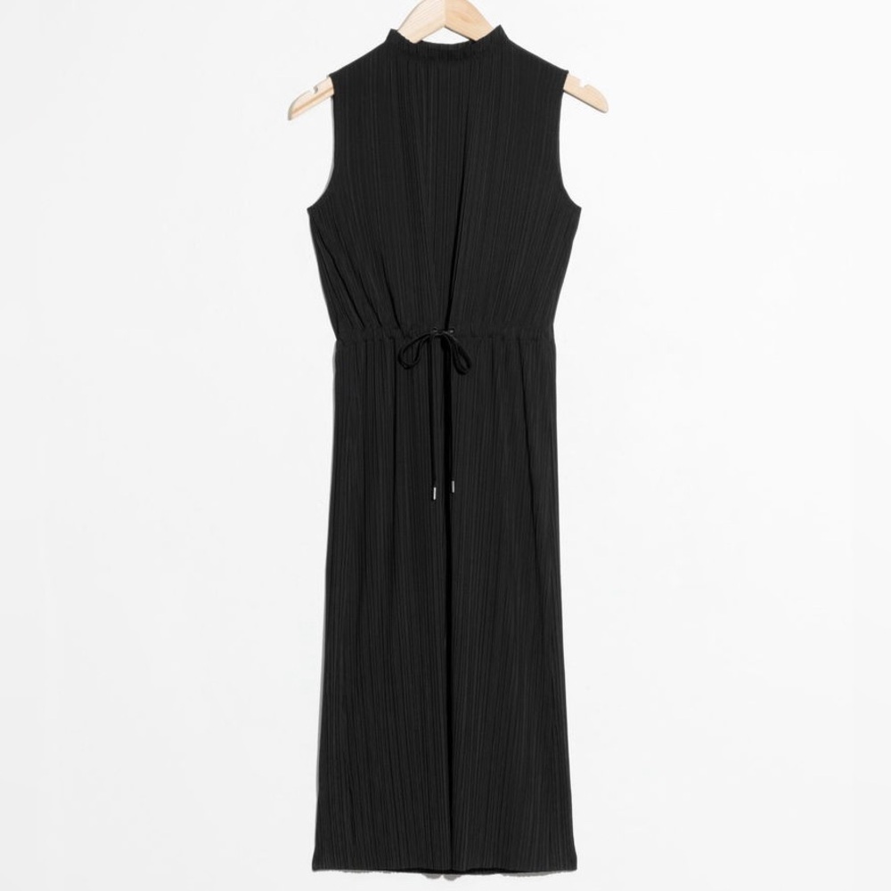 Other‎ Stories Women’s Black Sleeveless plissé pleated midi black size 2